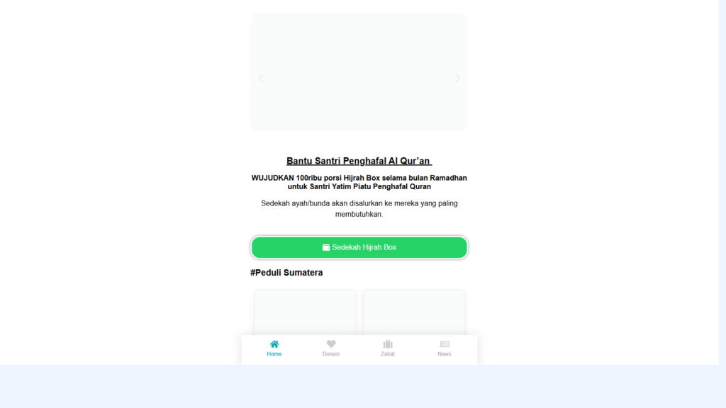 Screenshot halaman utama website Hijrah Peduli